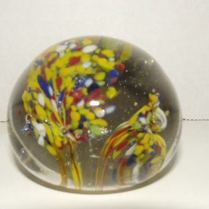 Art Glass Paperweight Fireworks/Flowers Controlled Bubble